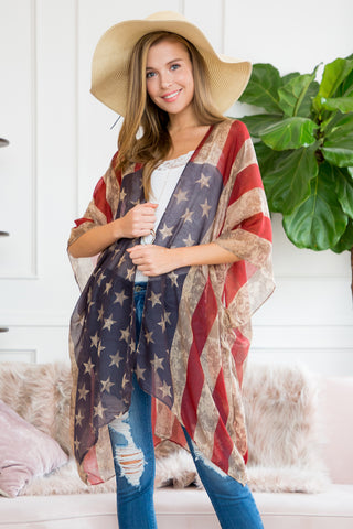 HDF2838 - USA ACCENT OPEN FRONT KIMONO