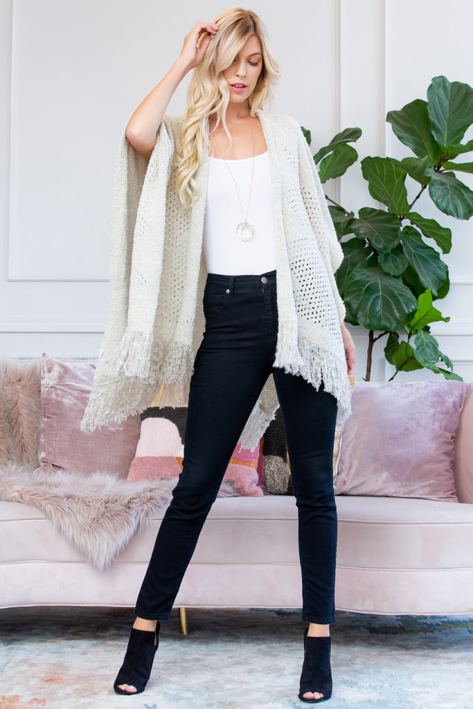 HDF2519IV - IVORY SOFT FRINGE SHAWL