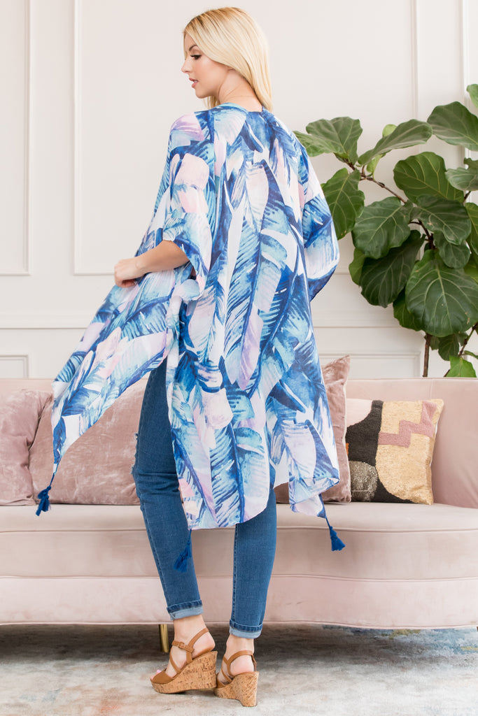 HDF2667 - BOTANICAL LEAF PRINTED KIMONO
