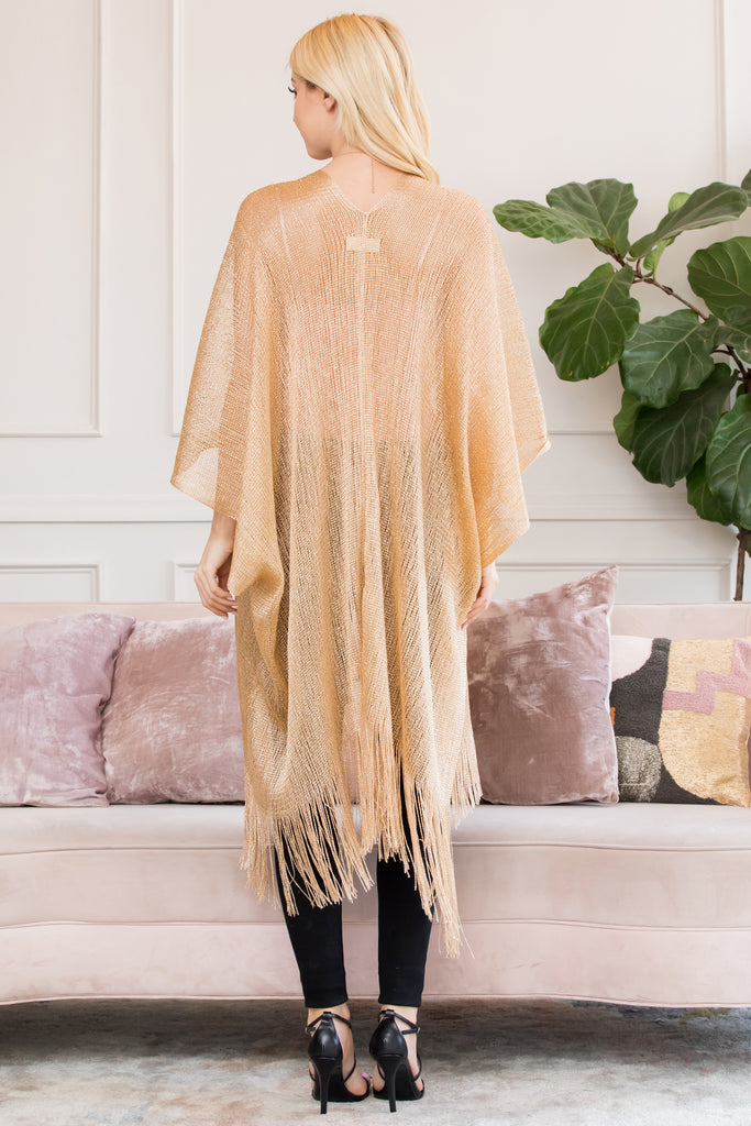 HDF2700 - METALLIC COLORED TASSEL BEACH KIMONO