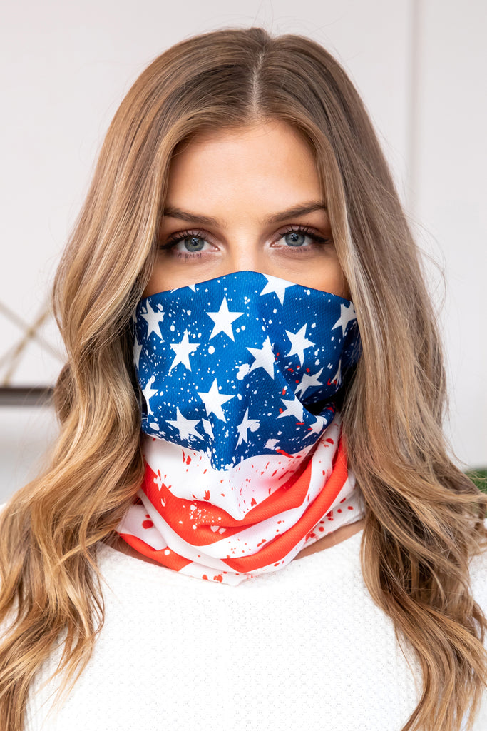 USA FLAG PRINT MULTIFUNCTIONAL FACEMASK BANDANA SCARF HEADBAND SUN GUARD