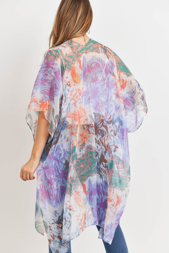 HDF3175 - ABSTRACT PRINT OPEN FRONT KIMONO