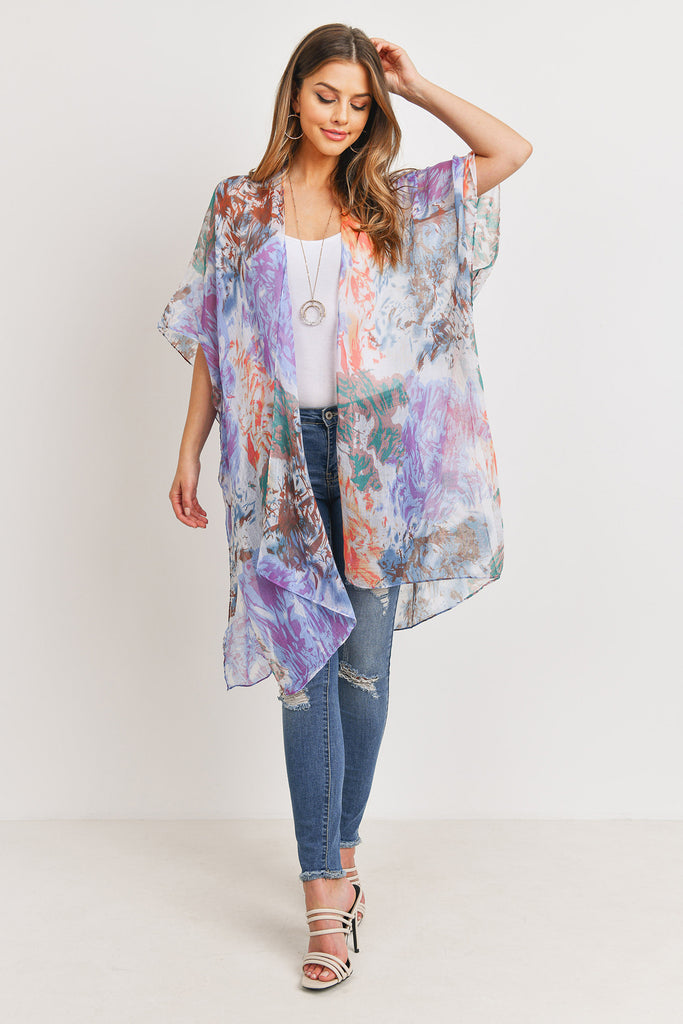 HDF3175 - ABSTRACT PRINT OPEN FRONT KIMONO