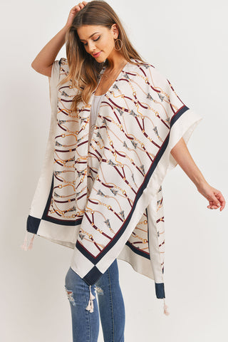 STRIPE TRIM AMERICAN FLAG KIMONO