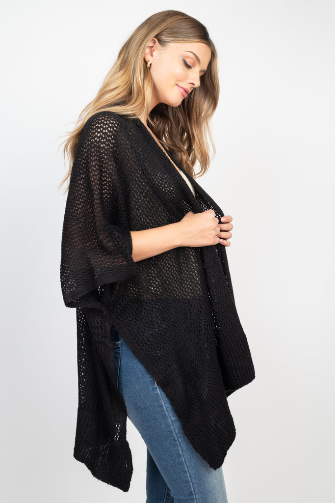 CROCHET MESH KIMONO CARDIGAN