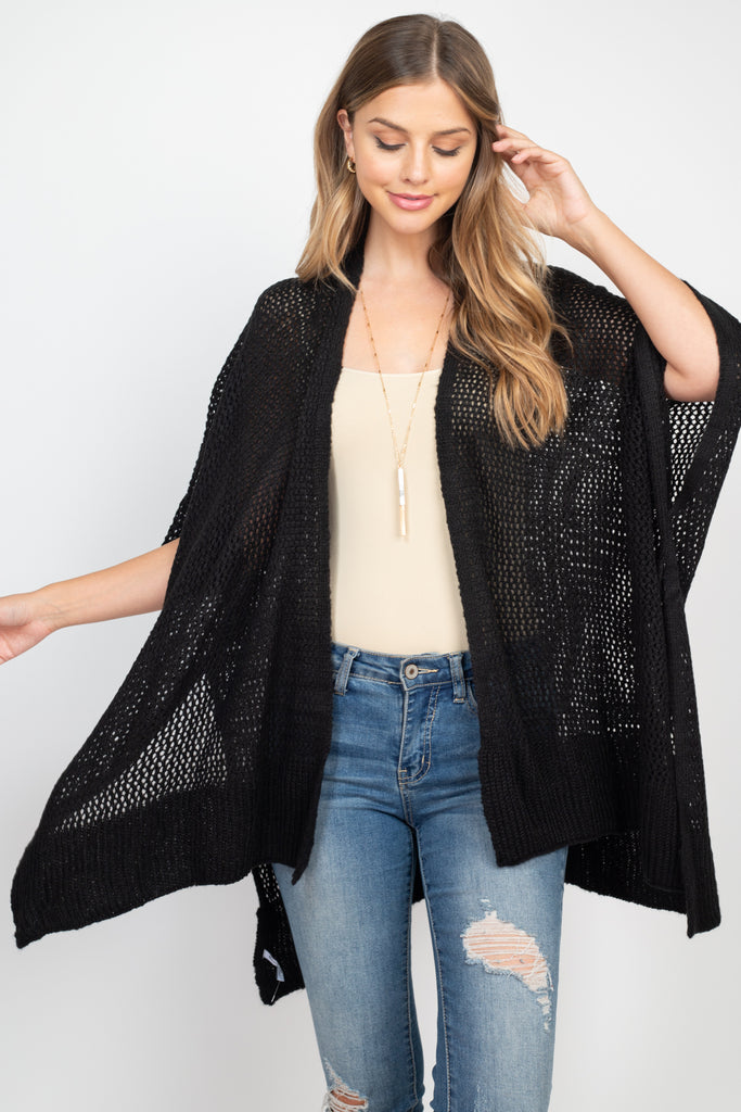 CROCHET MESH KIMONO CARDIGAN