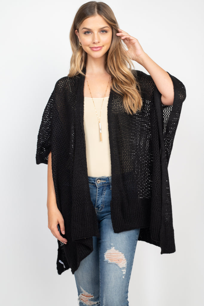 CROCHET MESH KIMONO CARDIGAN