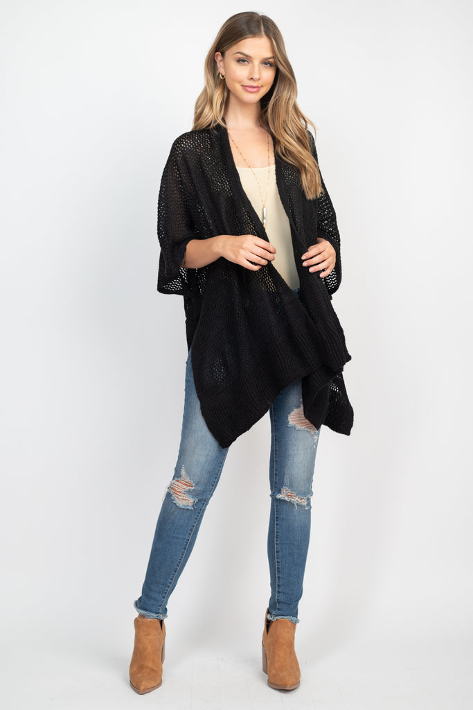 CROCHET MESH KIMONO CARDIGAN