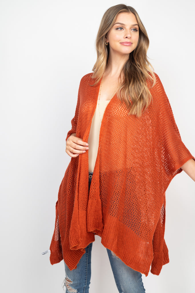 CROCHET MESH KIMONO CARDIGAN