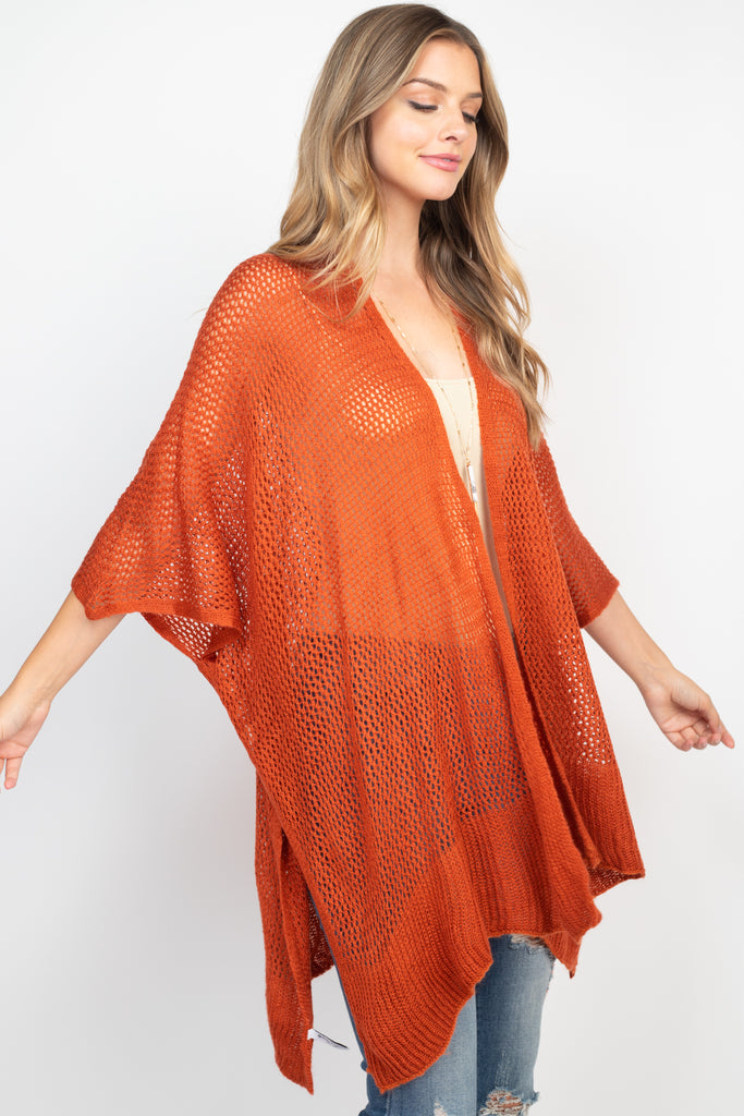 CROCHET MESH KIMONO CARDIGAN