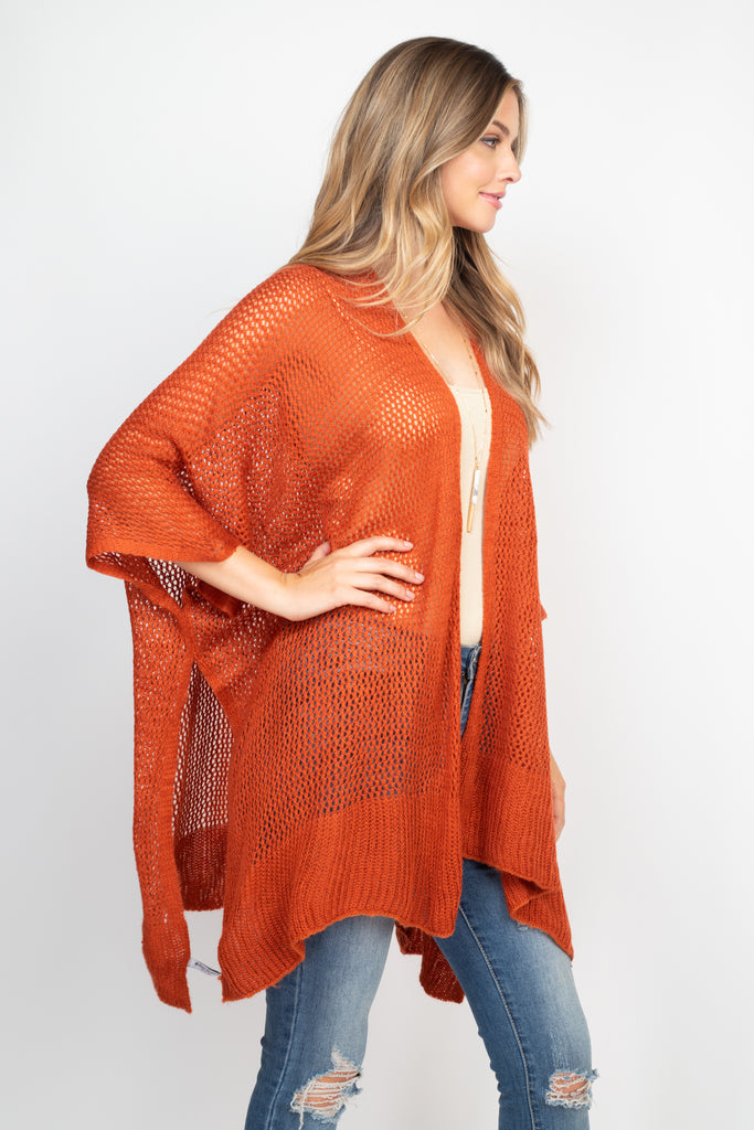 CROCHET MESH KIMONO CARDIGAN