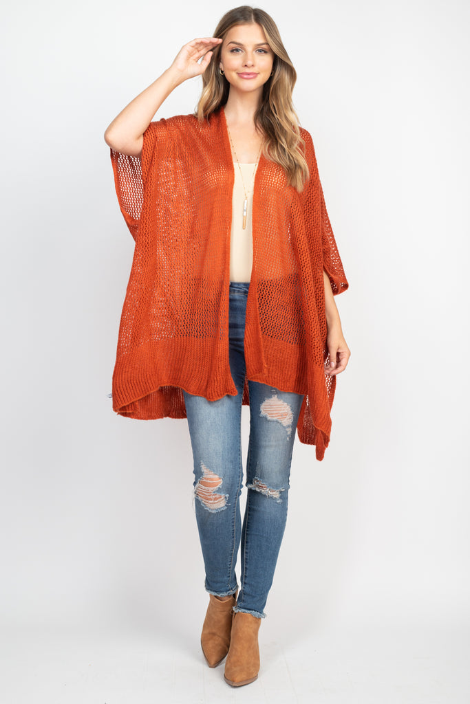 CROCHET MESH KIMONO CARDIGAN