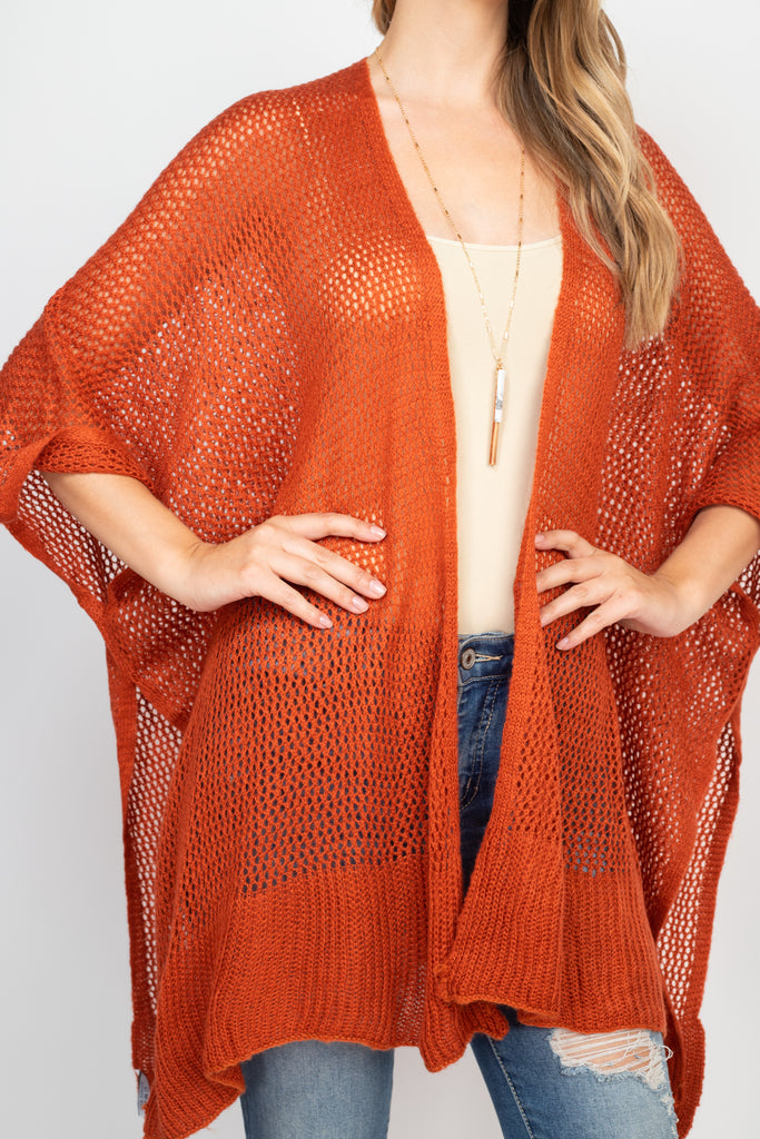 CROCHET MESH KIMONO CARDIGAN