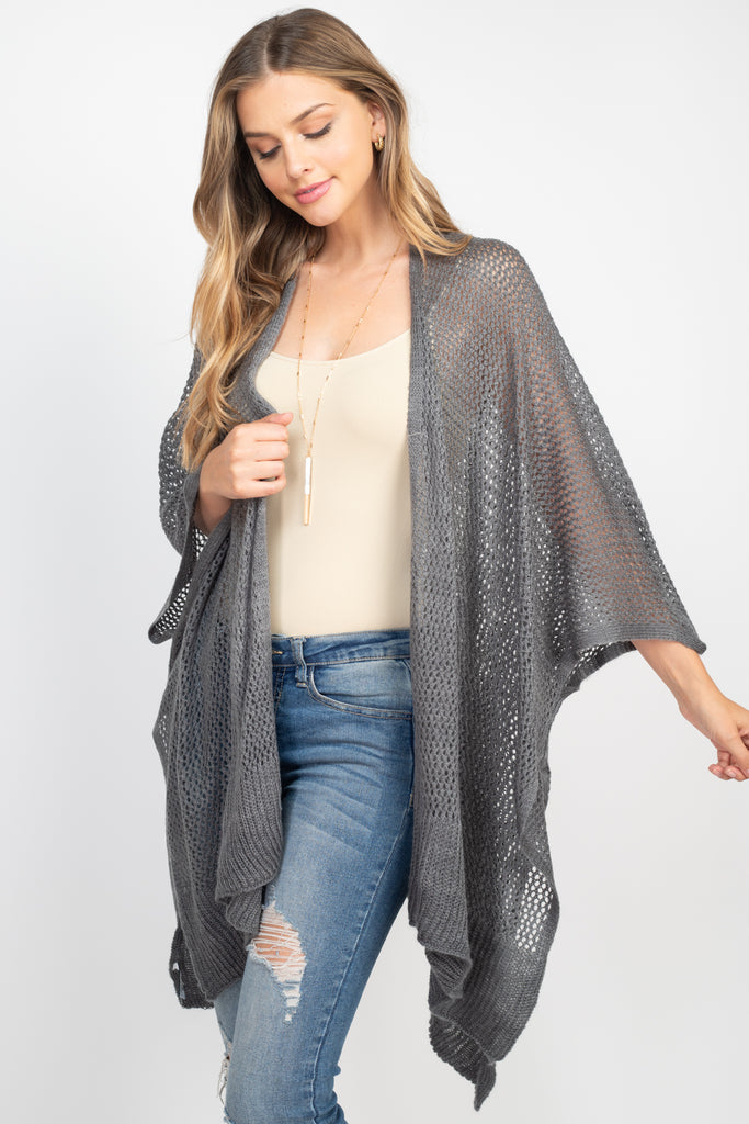 CROCHET MESH KIMONO CARDIGAN