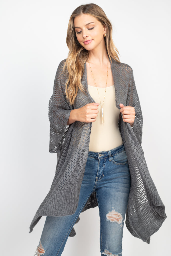 CROCHET MESH KIMONO CARDIGAN