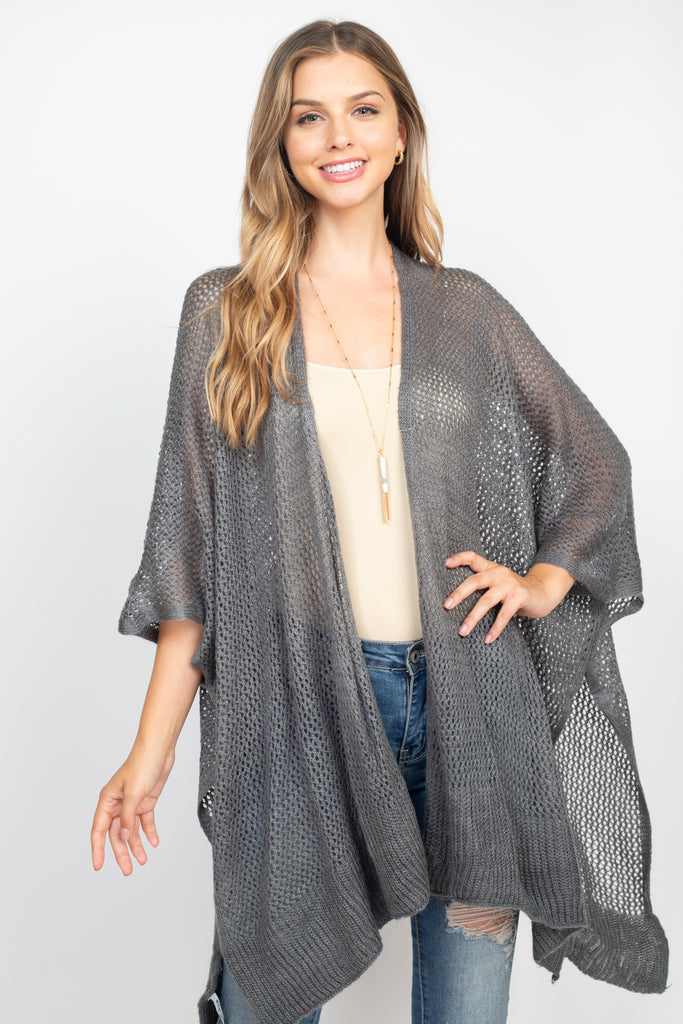 CROCHET MESH KIMONO CARDIGAN