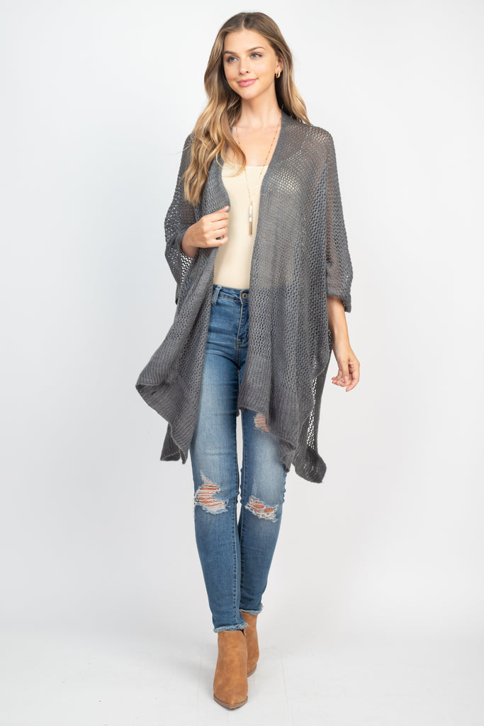 CROCHET MESH KIMONO CARDIGAN