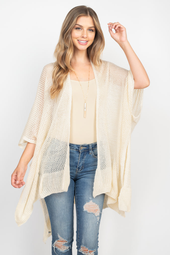 CROCHET MESH KIMONO CARDIGAN