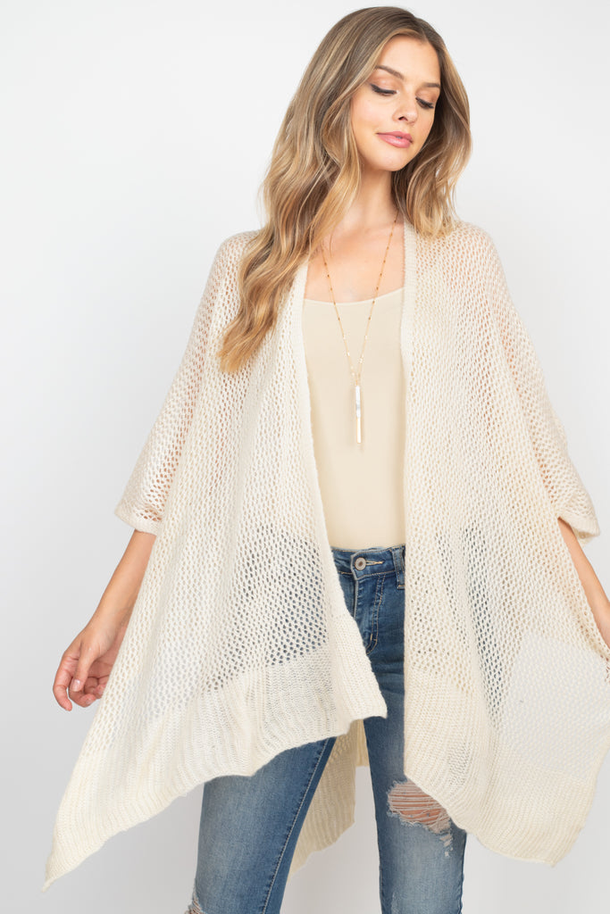 CROCHET MESH KIMONO CARDIGAN