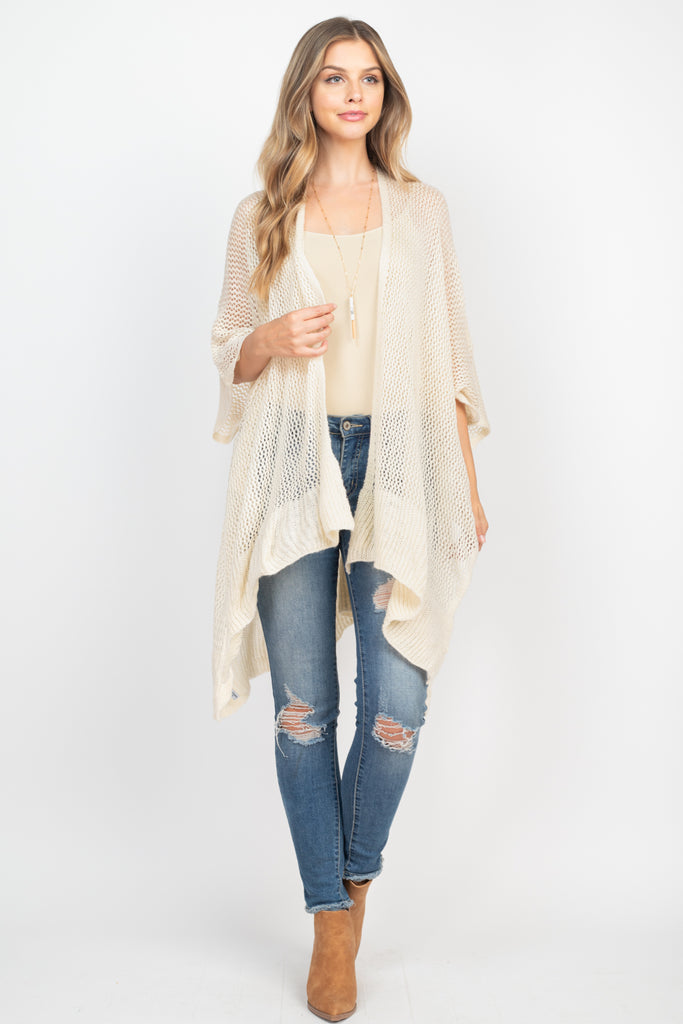 CROCHET MESH KIMONO CARDIGAN