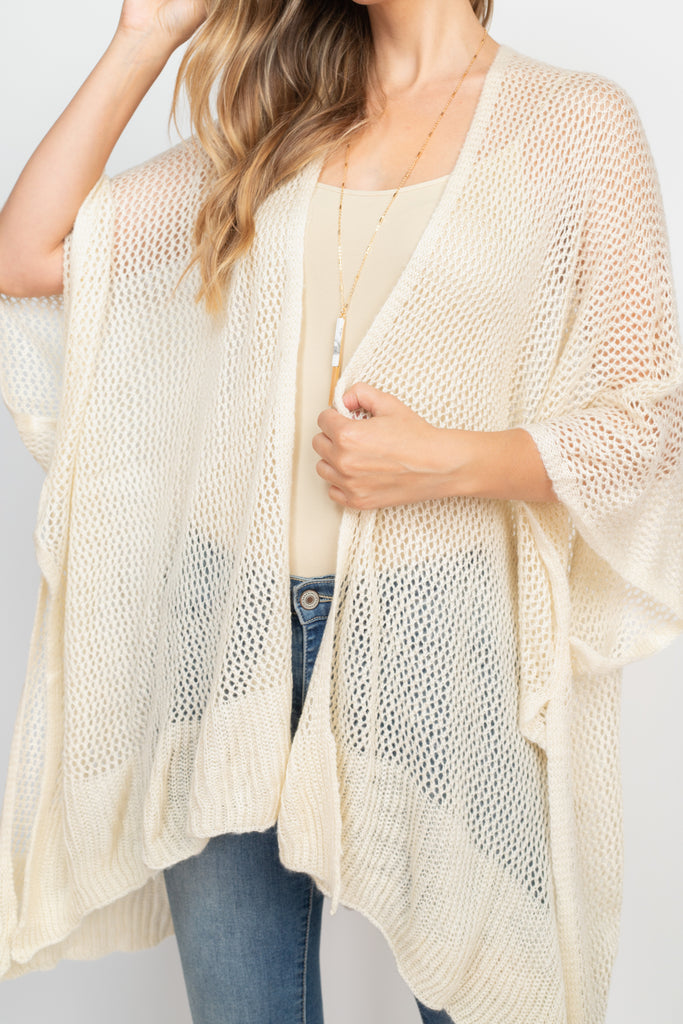 CROCHET MESH KIMONO CARDIGAN