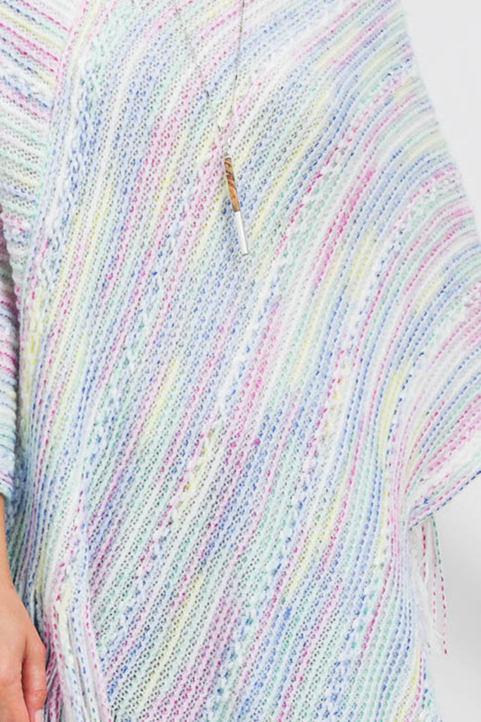 HDF3461 - KNITTED FRINGE STRIPE MULTI PONCHO