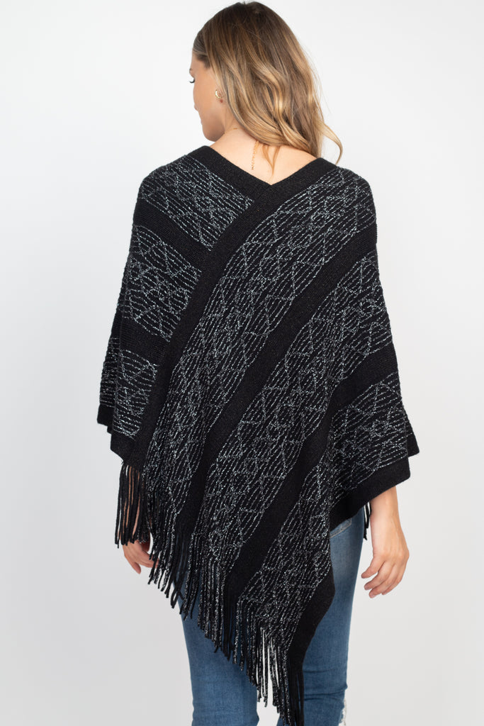 WAVE PATTERN STRIPE PONCHO