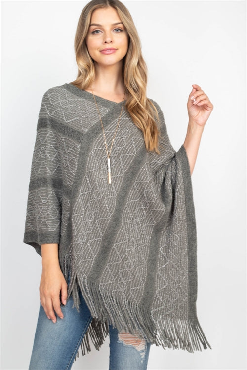 WAVE PATTERN STRIPE PONCHO