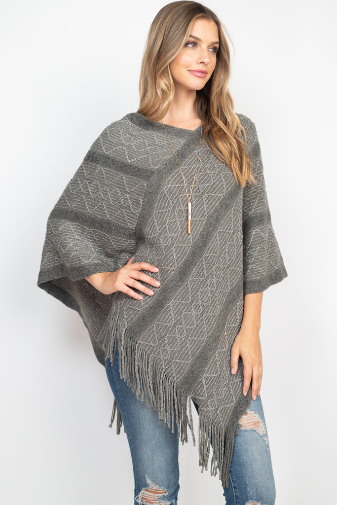 WAVE PATTERN STRIPE PONCHO