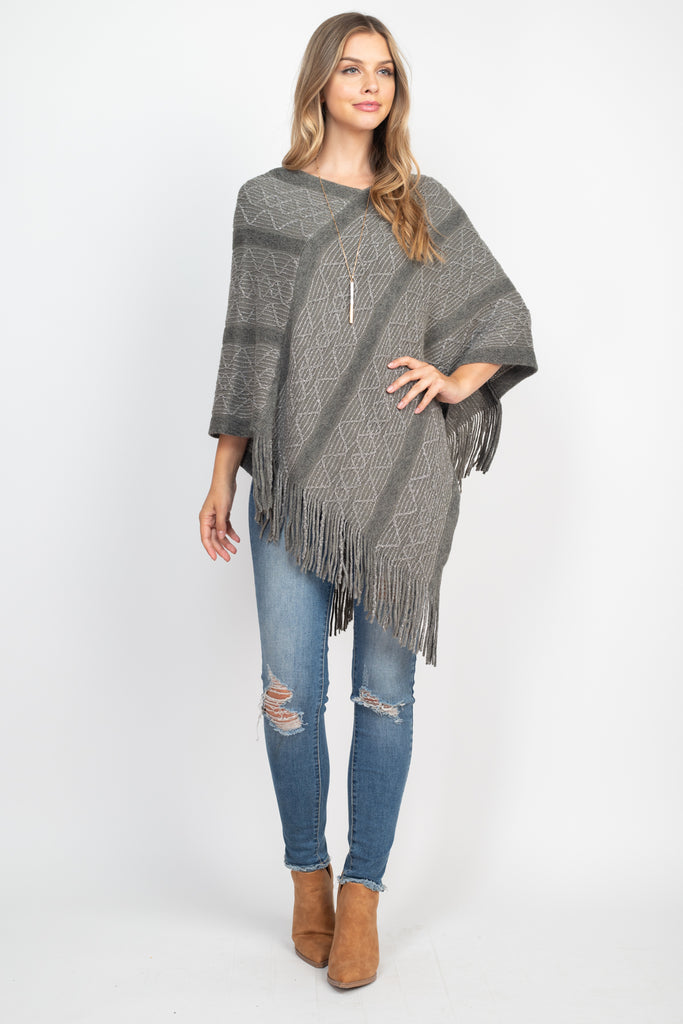 WAVE PATTERN STRIPE PONCHO