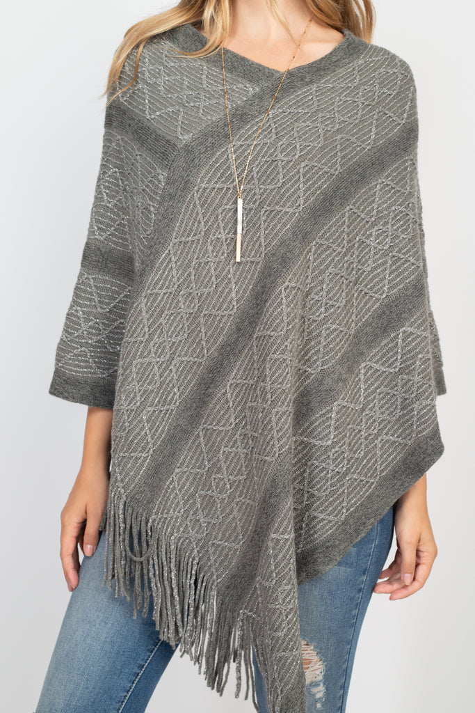 WAVE PATTERN STRIPE PONCHO