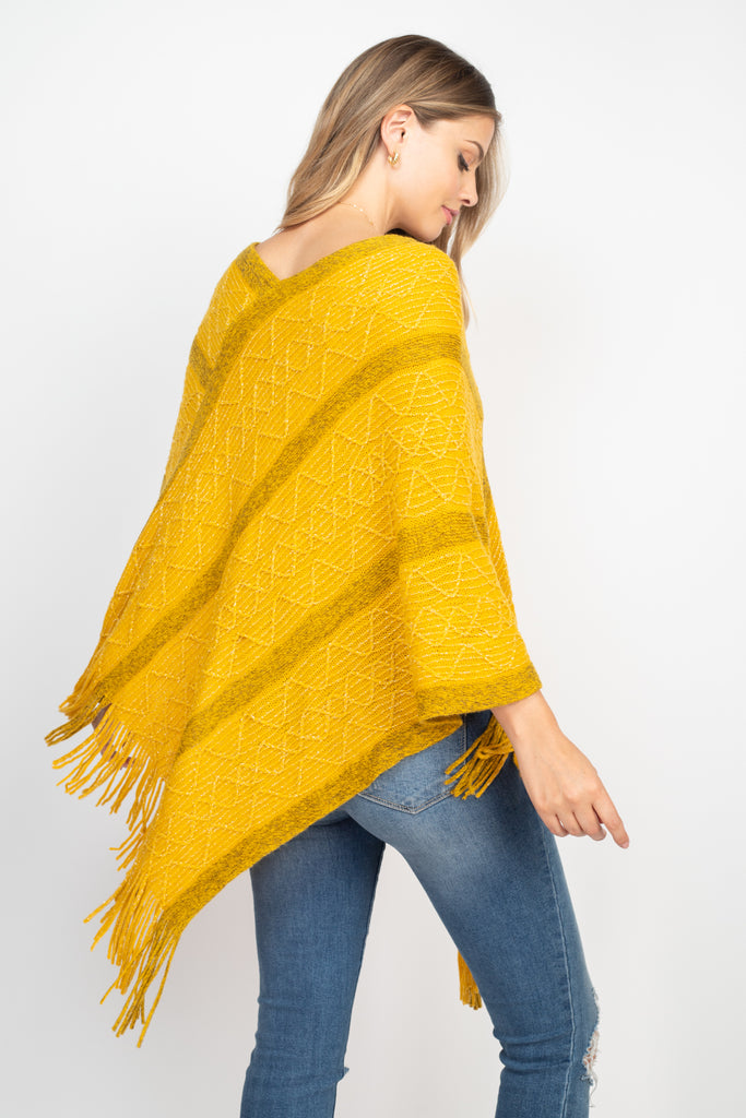 WAVE PATTERN STRIPE PONCHO