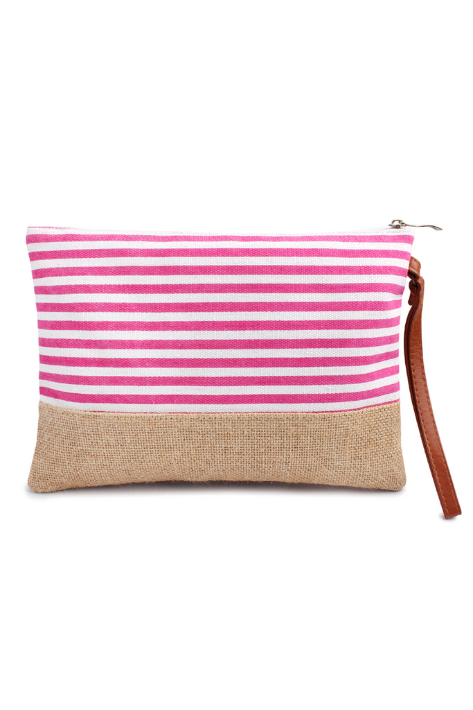 Striped Wristlet Pouch