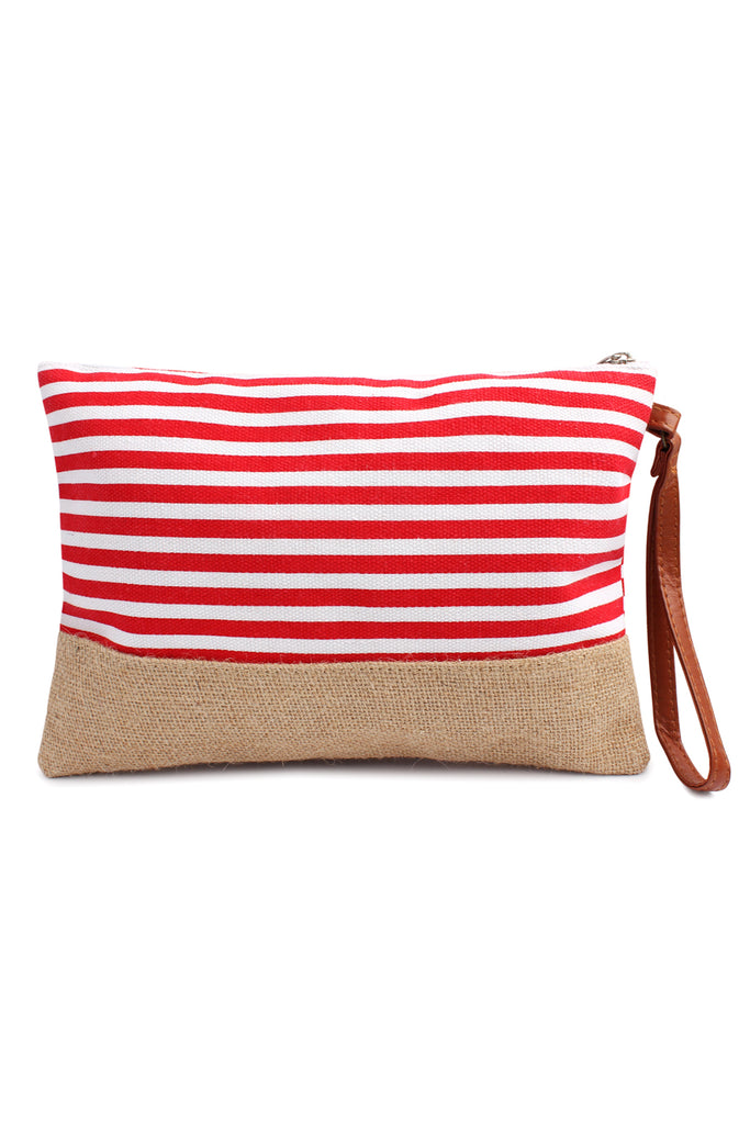 Striped Wristlet Pouch