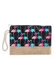 Flamingo Printed Wristlet Bag