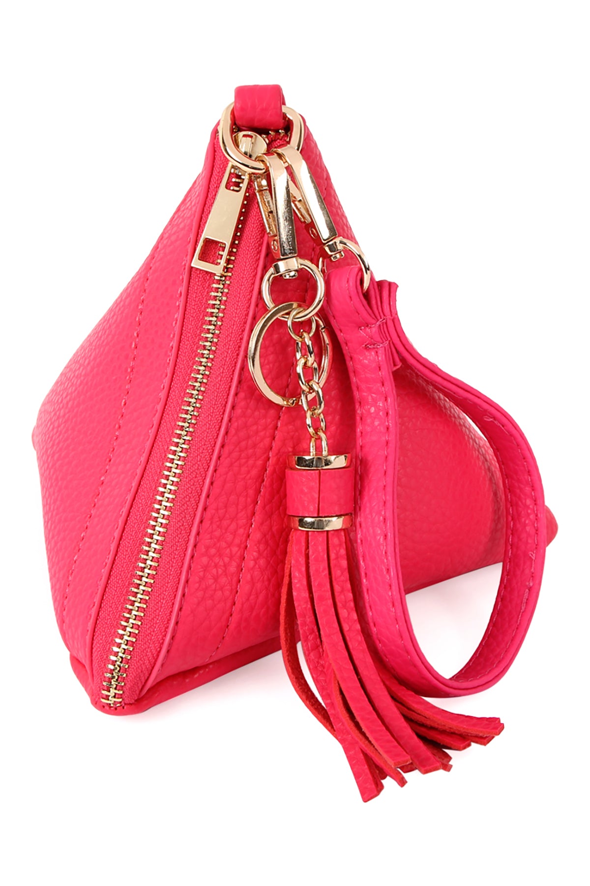 PYRAMID SHAPED LEATHER WRISTLET BAG Riah Fashion