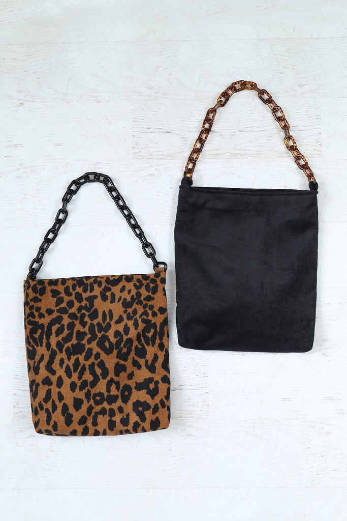 CHAIN HANDLE FASHION TOTE BAG