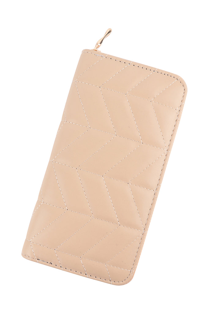 LEATHER QUILTED CHEVRON PATTERN WALLET