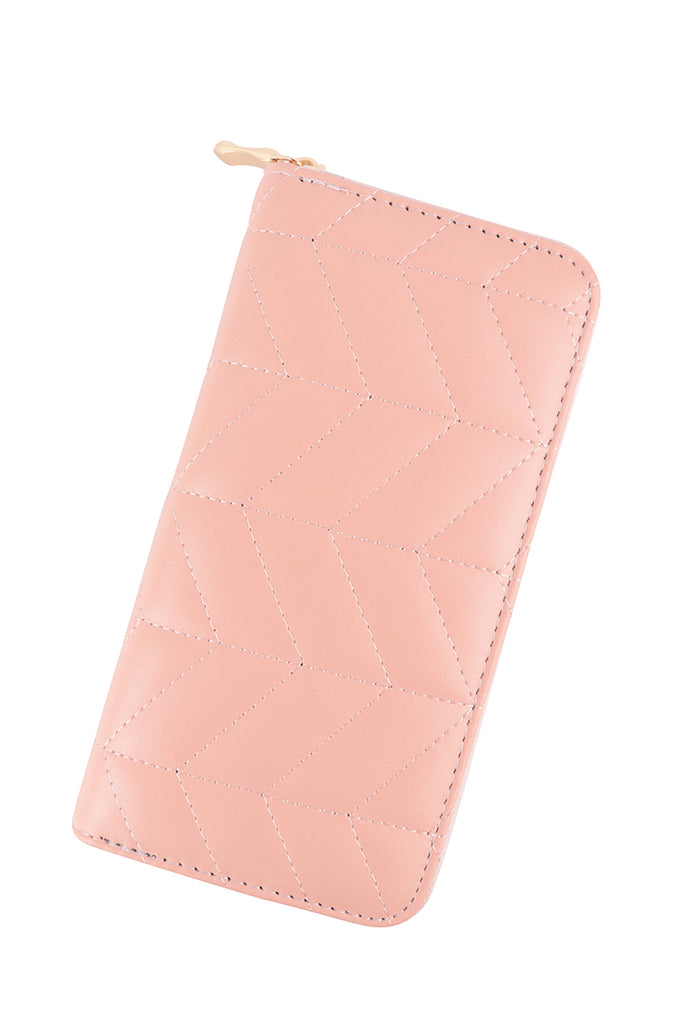LEATHER QUILTED CHEVRON PATTERN WALLET