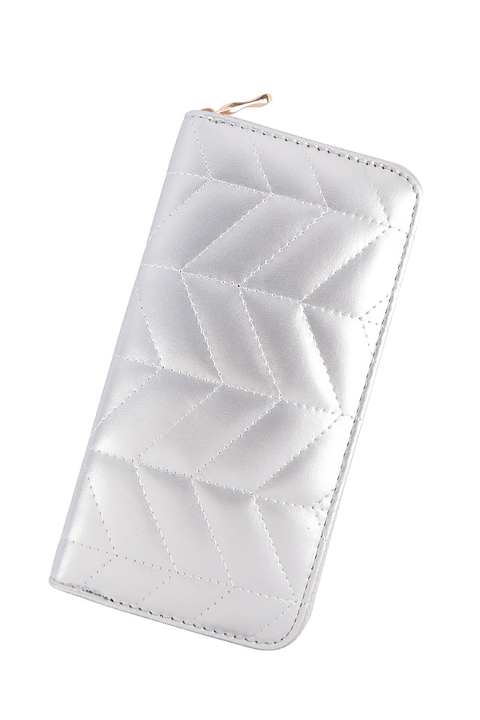 LEATHER QUILTED CHEVRON PATTERN WALLET