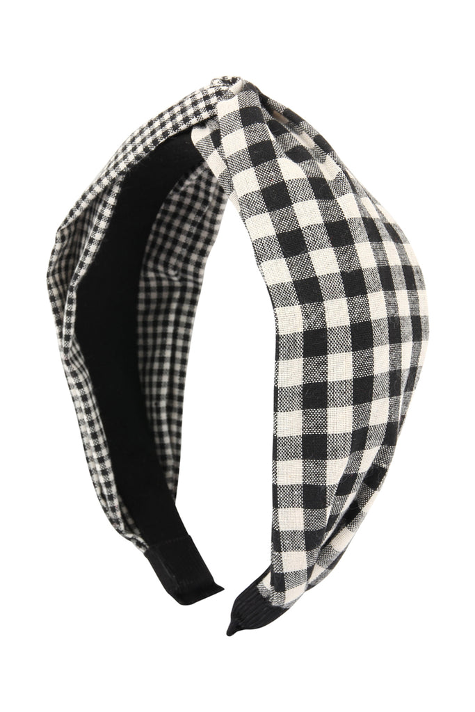 PLAID KNOTTED FABRIC COATED HAIR BAND