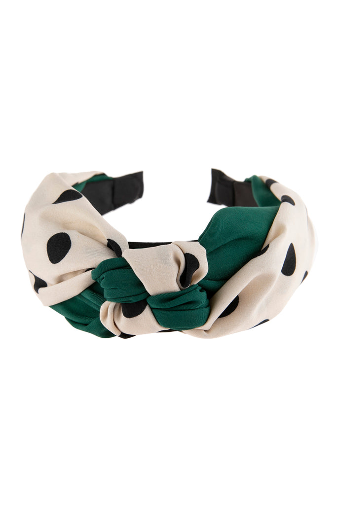 TWO TONE POLKA DOTS KNOTTED FABRIC HEADBAND