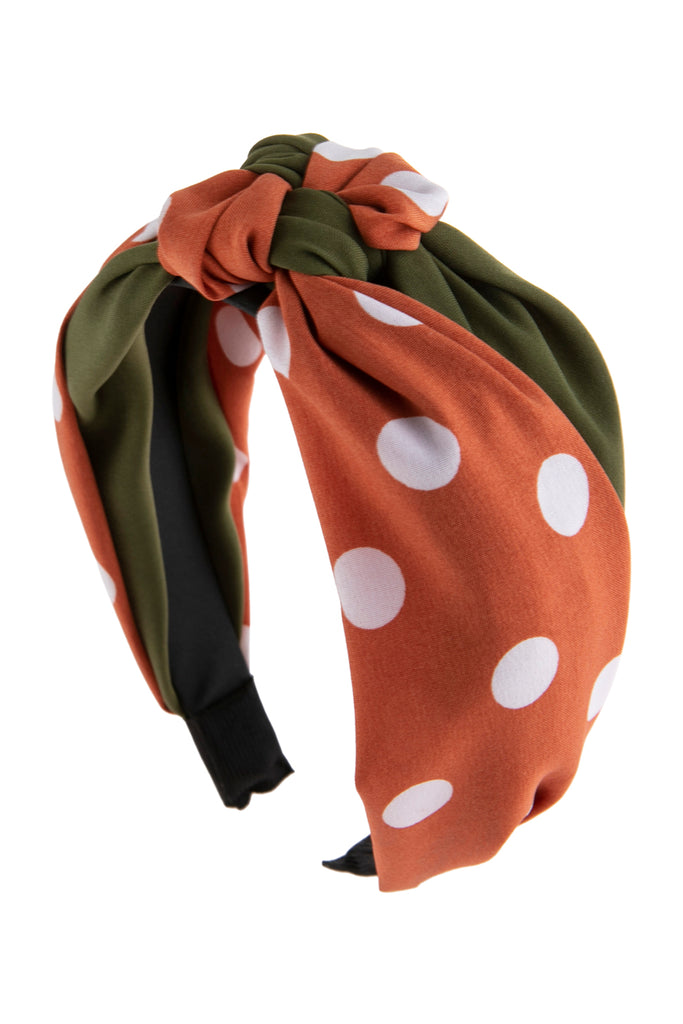 TWO TONE POLKA DOTS KNOTTED FABRIC HEADBAND