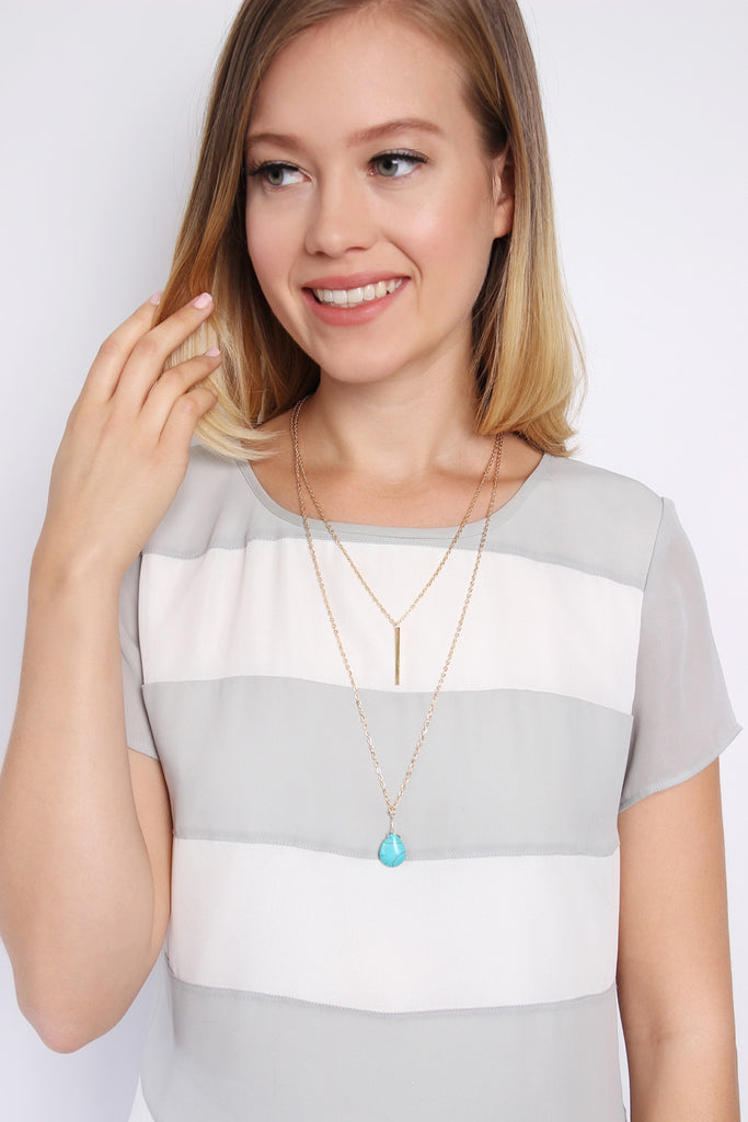 MATCHSTICK TEARDROP LAYERED NECKLACE
