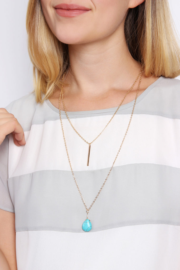 MATCHSTICK TEARDROP LAYERED NECKLACE