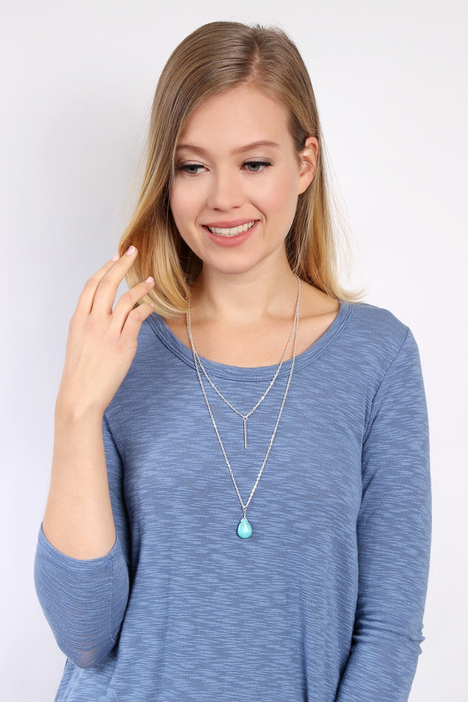 MATCHSTICK TEARDROP LAYERED NECKLACE