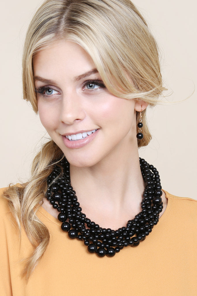 MULTI STRAND BUBBLE CHOKER NECKLACE AND EARRING SET