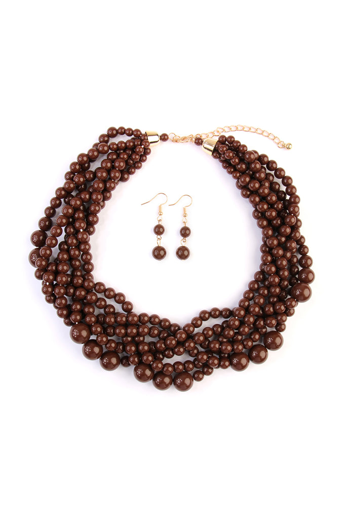 MULTI STRAND BUBBLE CHOKER NECKLACE AND EARRING SET