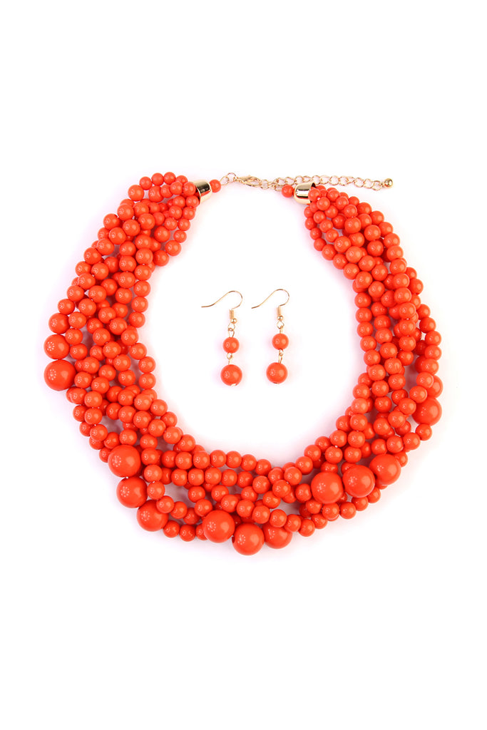 MULTI STRAND BUBBLE CHOKER NECKLACE AND EARRING SET