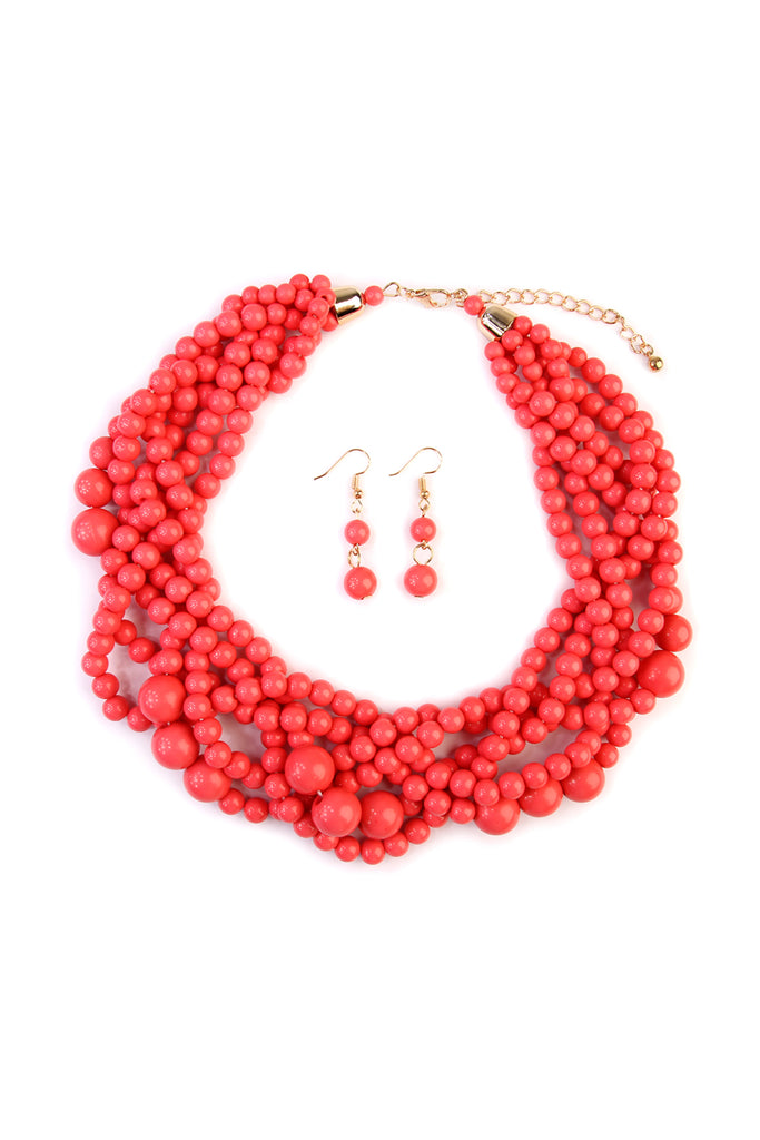 MULTI STRAND BUBBLE CHOKER NECKLACE AND EARRING SET